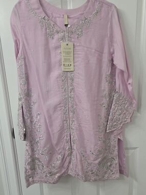 Azure Embroidered Lavender Tunic